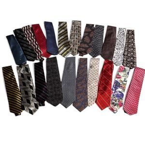 Necktie Lot of 22 Silk & Polyester, Stripes, Abstract, Paisley, Vintage & Modern